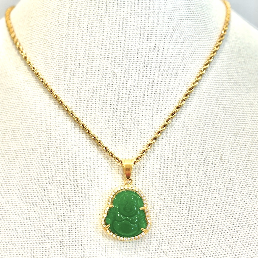 Emerald Green 18 kt gold electroplate necklace